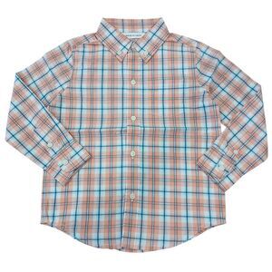 NEW Janie And Jack Pink And Blue Plaid Long Sleeve Button Down Size 3 Pocket $36